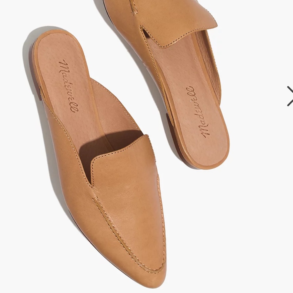 Madewell Tan Leather Pointed-Toe Slide Mules